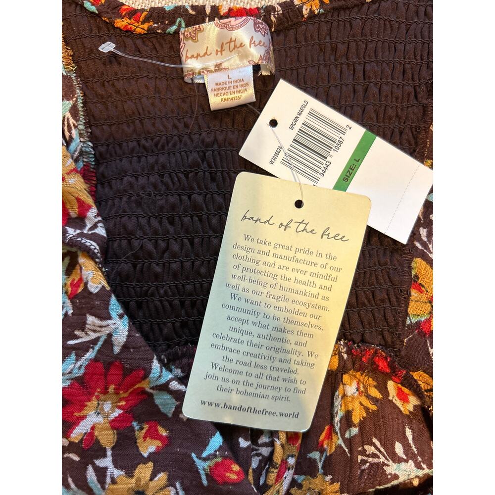 band of the free | (NWT) Brown Floral Wrap Dress | Lg - Picture 15 of 15